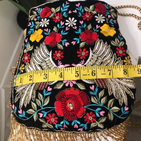 Ramla Embroidery Pouch Bag Womens Black Mumbai Handmade - Picture 15 of 15